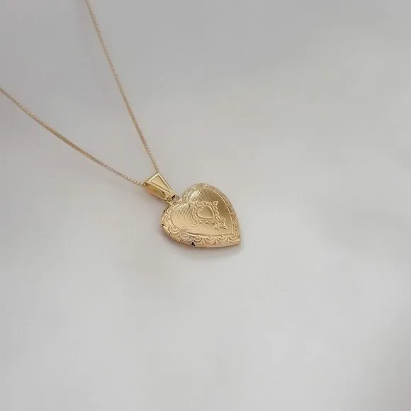Gold Filled Box Chain Heart Locket Pendant Necklace Picture Necklace - Picture 2 of 5